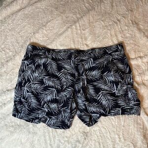 Sonoma Women's Blue Tropical Palm Print Linen Blend Shorts Size 16
